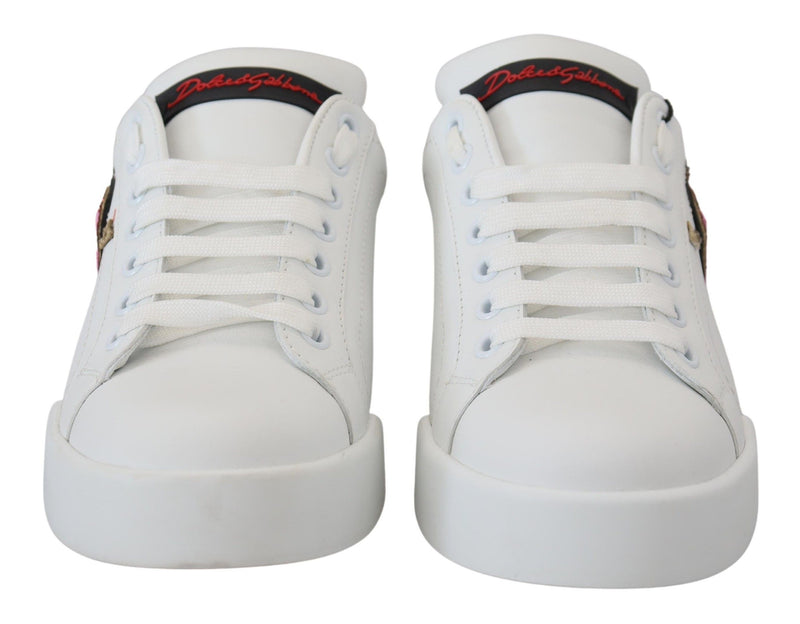 Dolce & Gabbana White Portofino Logo Heart Sneakers