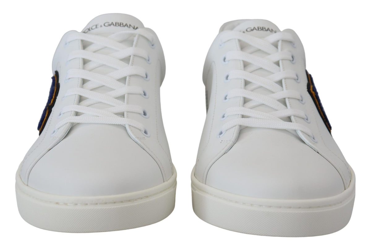 Dolce & Gabbana White Leather DG Logo Casual Sneakers