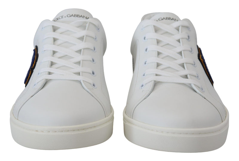 Dolce & Gabbana White Leather DG Logo Casual Sneakers