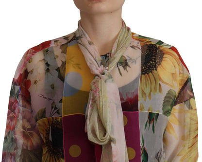 Dolce & Gabbana Multicolor Blouse met Schotse Kraag en Patchwork