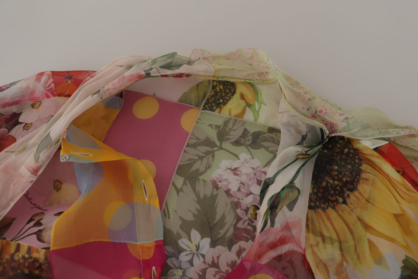 Dolce & Gabbana Multicolor Blouse met Schotse Kraag en Patchwork