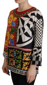 Dolce & Gabbana Multicolor Printed Baroque Loose Long Sleeve Top