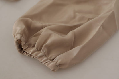 Dolce & Gabbana Bruine Top met Mouwen, Ascot Kraag en Tailleband