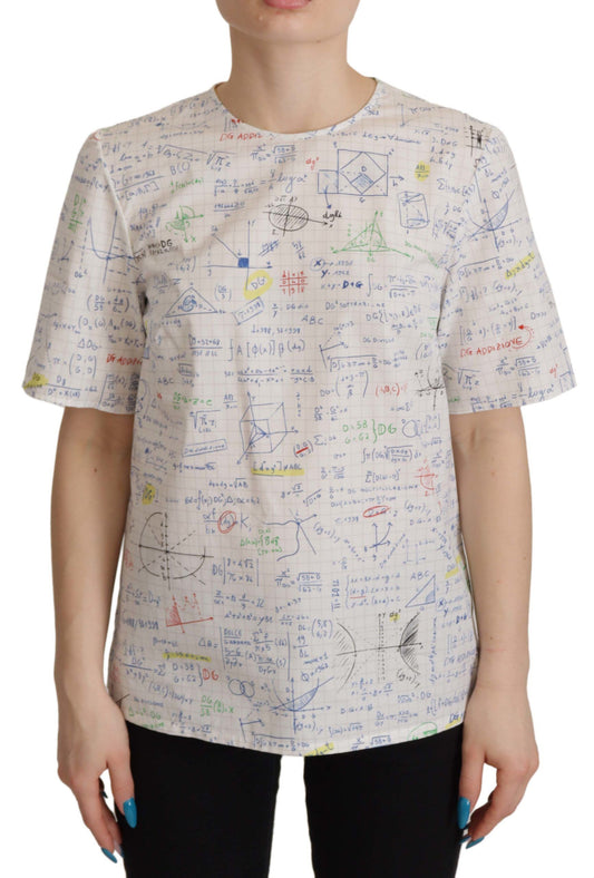 Dolce & Gabbana wit katoenen topje met korte mouwen en algebra-print.