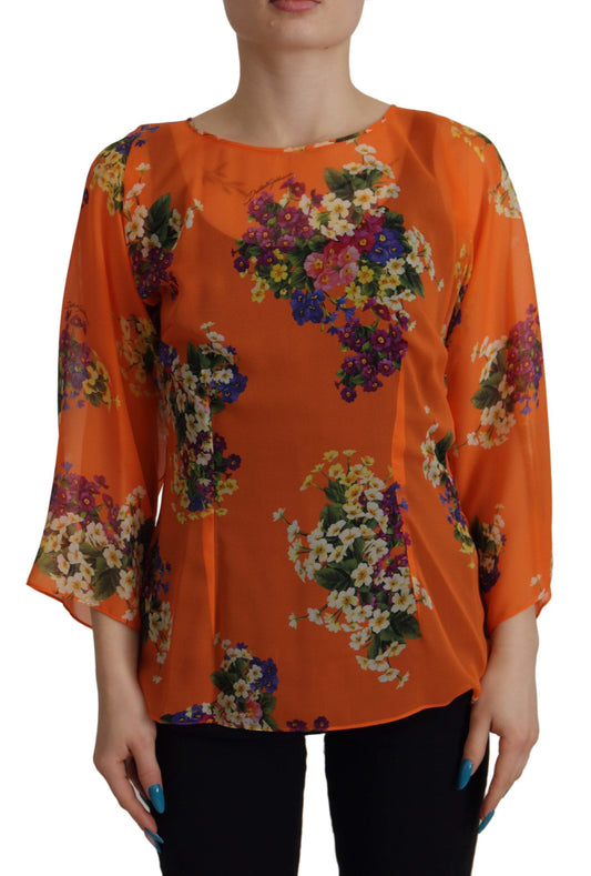 Dolce & Gabbana bloes met lange mouwen en oranje bloemenprint