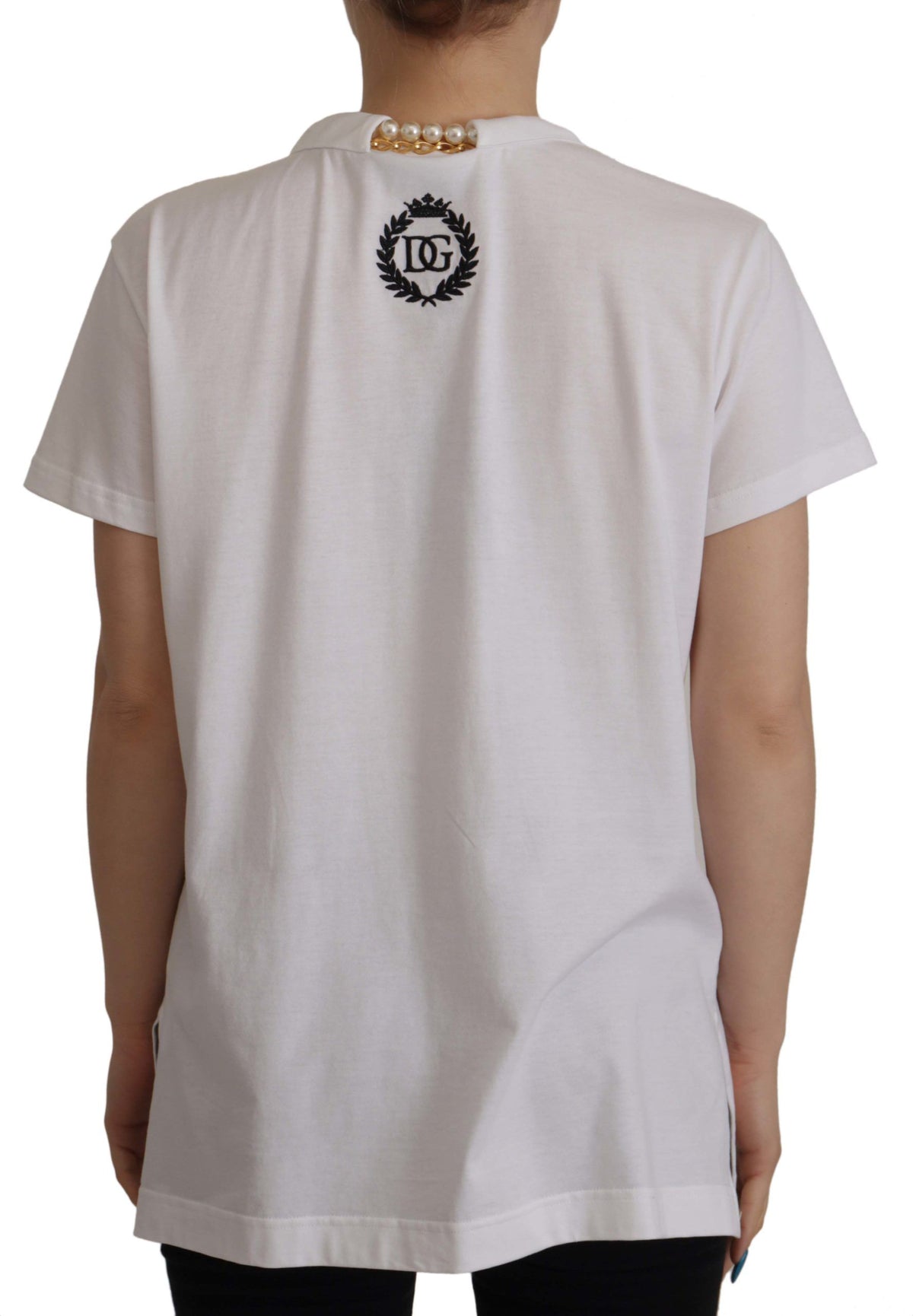 Dolce & Gabbana T-shirt Blanc avec Détail de Collier