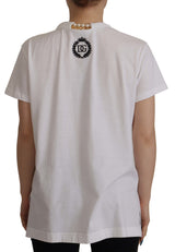 Dolce & Gabbana T-shirt Blanc avec Détail de Collier