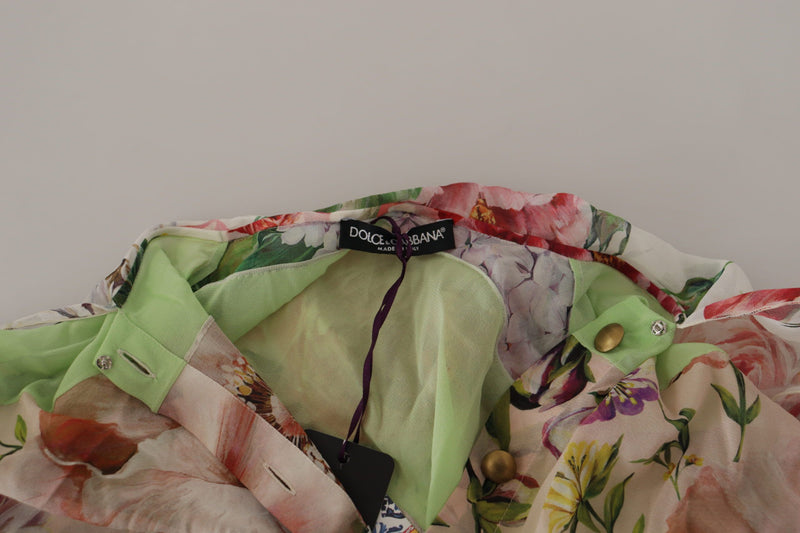 Dolce & Gabbana Blouse Ascot Col Multicolore à Motifs Floraux