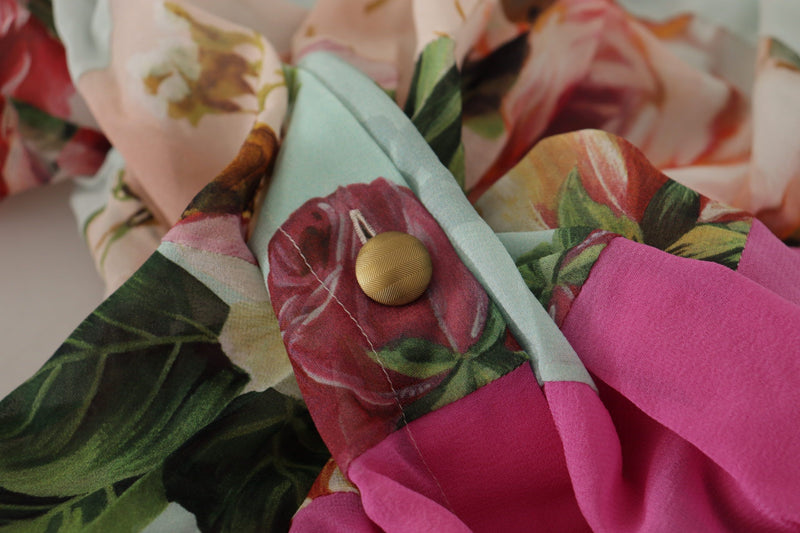 Dolce & Gabbana Blouse Ascot Col Multicolore à Motifs Floraux