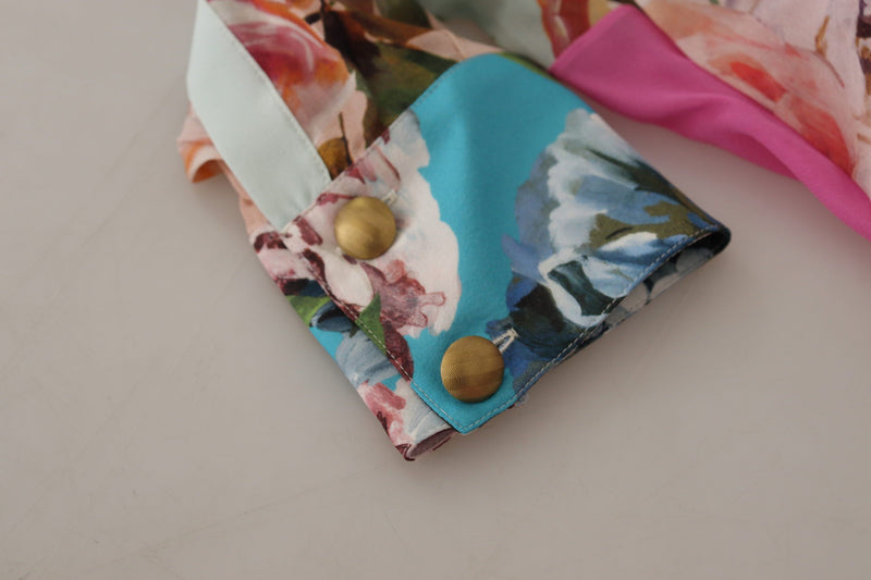 Dolce & Gabbana Blouse Ascot Col Multicolore à Motifs Floraux