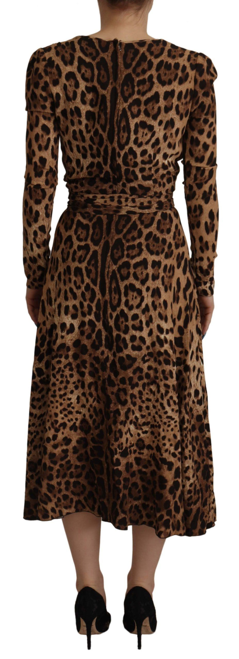 Robe Maxi A-line en Viscose Léopard Marron Dolce & Gabbana