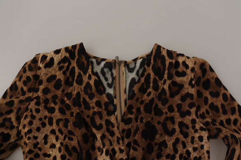 Robe Maxi A-line en Viscose Léopard Marron Dolce & Gabbana