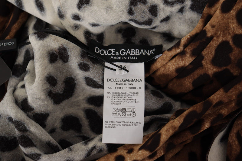 Robe Maxi A-line en Viscose Léopard Marron Dolce & Gabbana