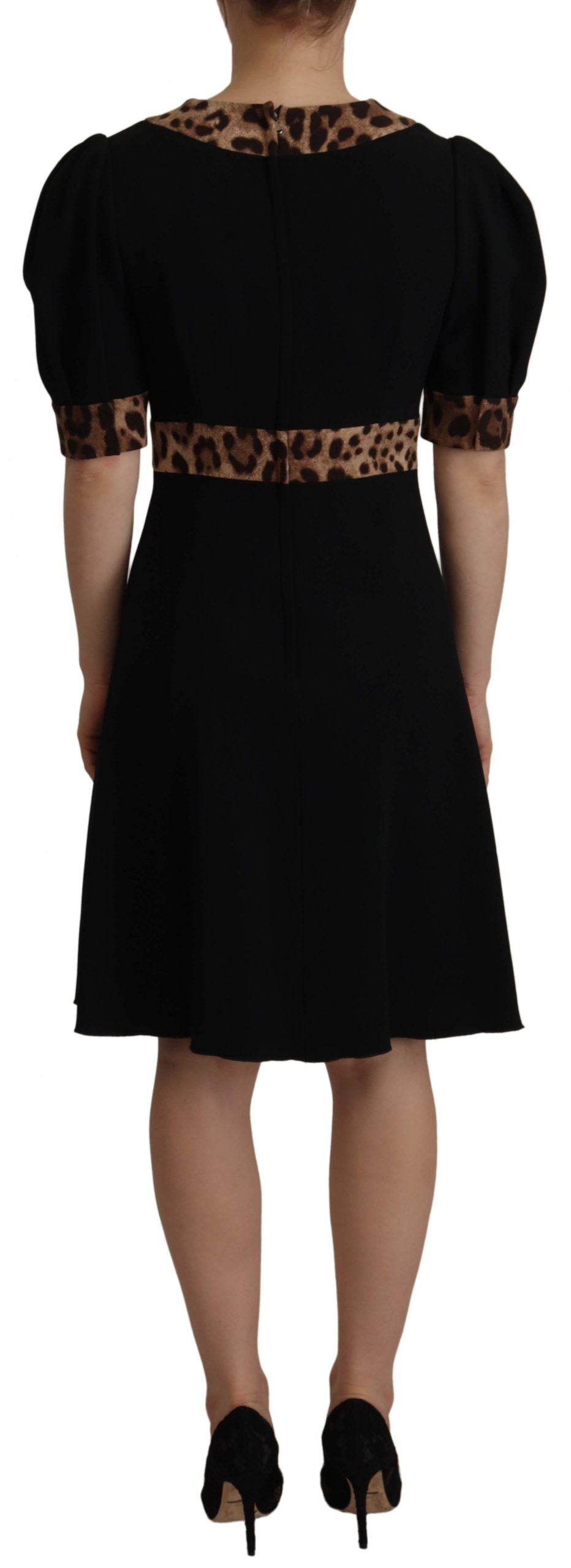 Robe A-line Noir Léopard Dolce & Gabbana - Élégance Italienne