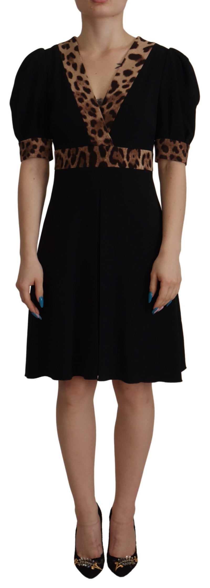Robe A-line Noir Léopard Dolce & Gabbana - Élégance Italienne