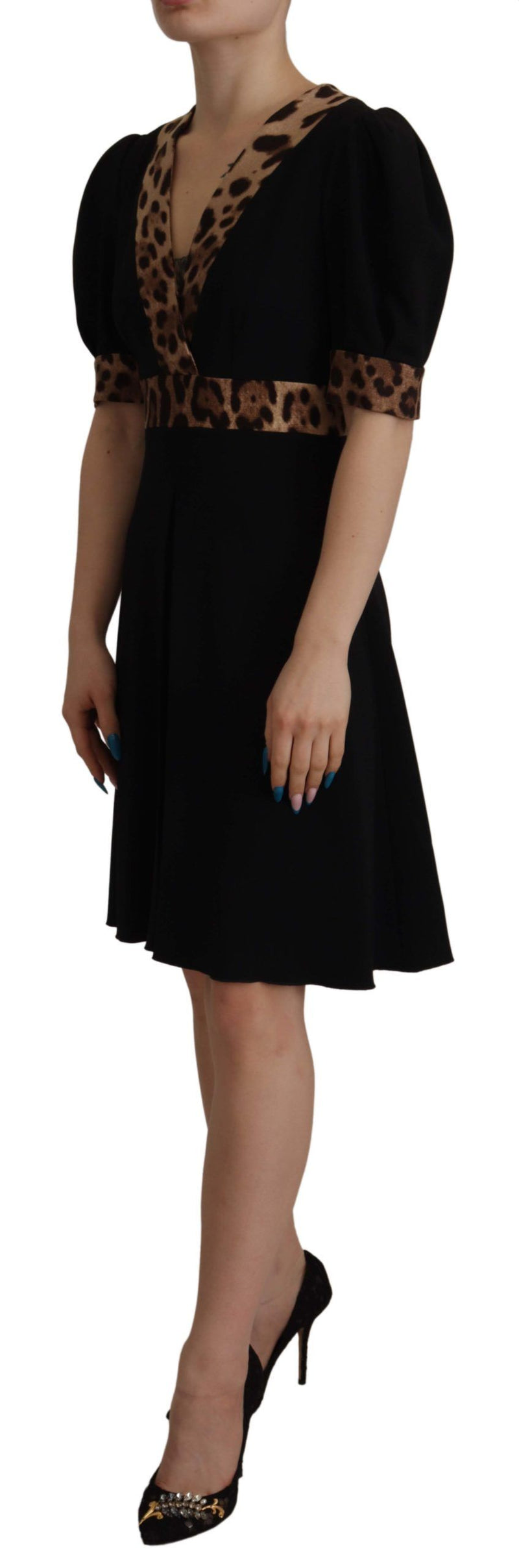 Robe A-line Noir Léopard Dolce & Gabbana - Élégance Italienne