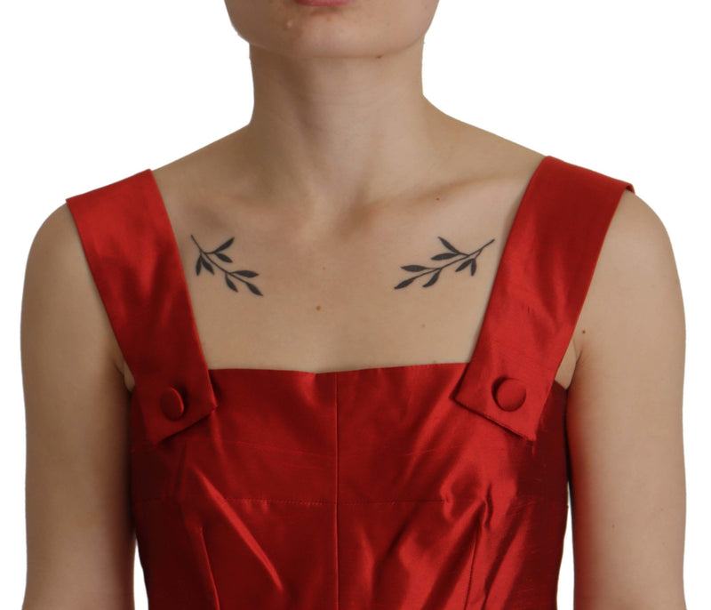 Robe midi plissée en satin de soie rouge Dolce & Gabbana