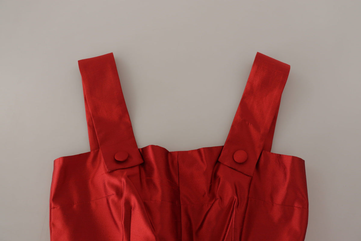 Robe midi plissée en satin de soie rouge Dolce & Gabbana