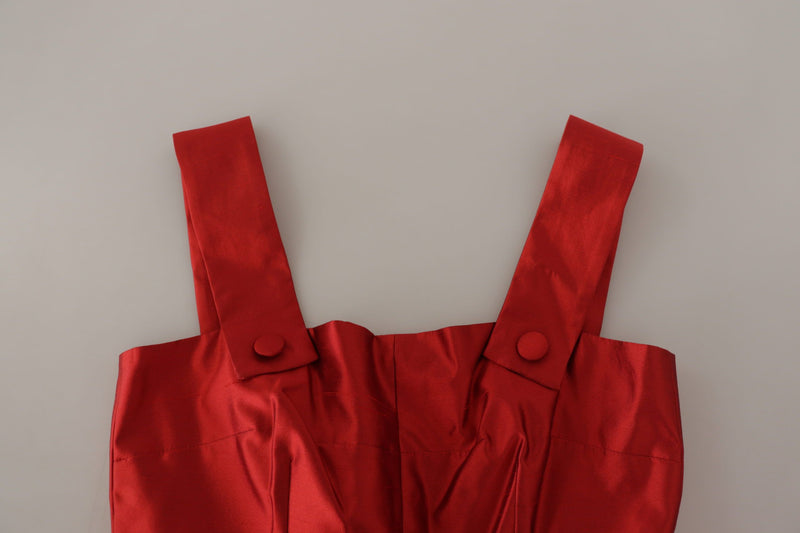 Robe midi plissée en satin de soie rouge Dolce & Gabbana