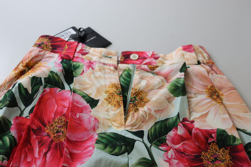 Dolce & Gabbana Multicolor Flora Printed High Waist Cropped Pants