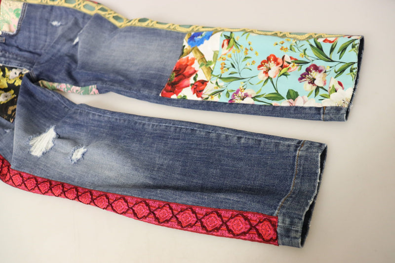 Dolce & Gabbana Jeans Femme Bleu Patchwork Taille Haute