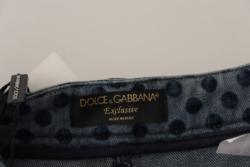 Dolce & Gabbana Jeans Femme Skinny Floral Taille Haute Bleus
