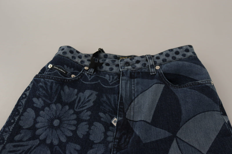 Dolce & Gabbana Jeans Femme Skinny Floral Taille Haute Bleus