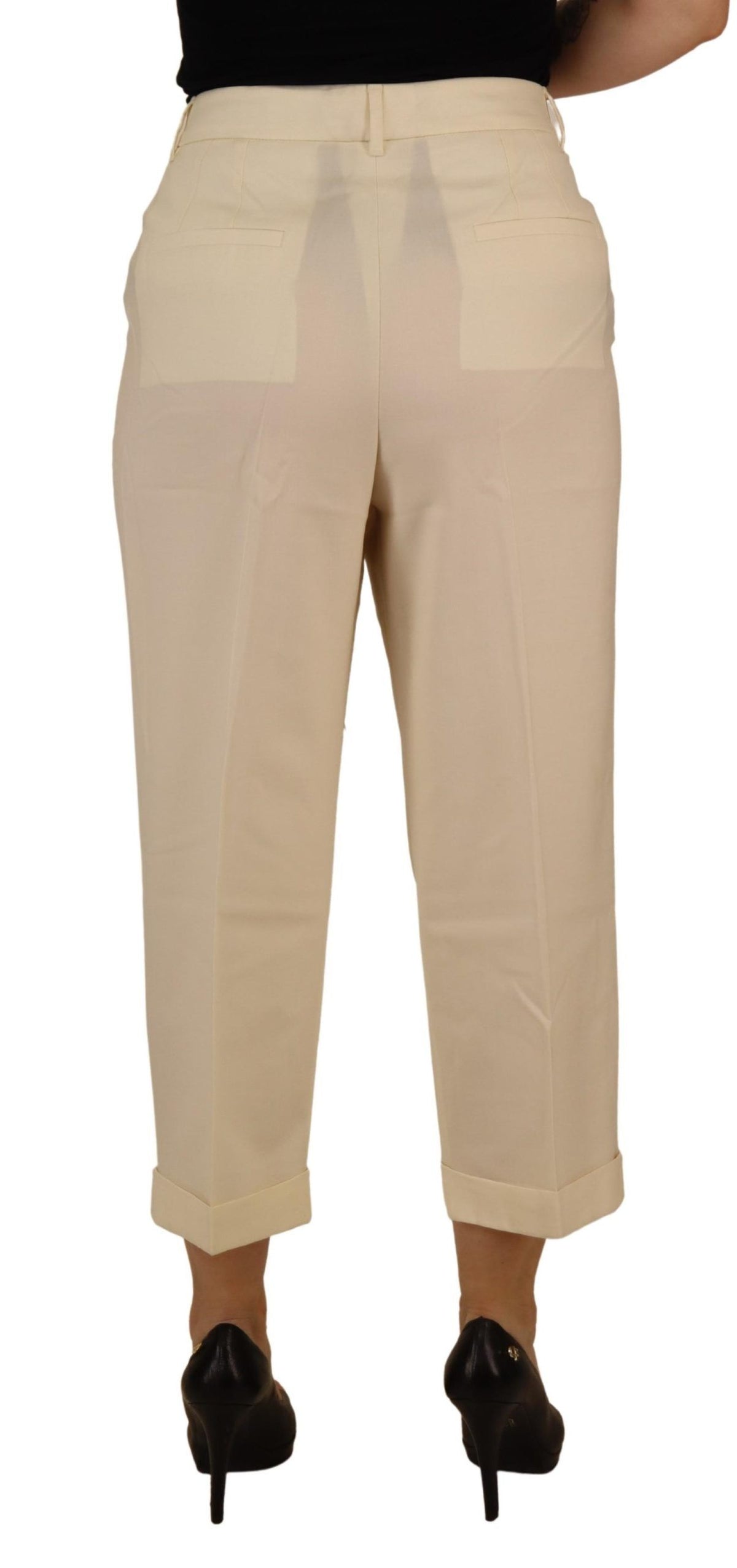 Dolce & Gabbana Pantalons Croisés Taille Haute Ivoire