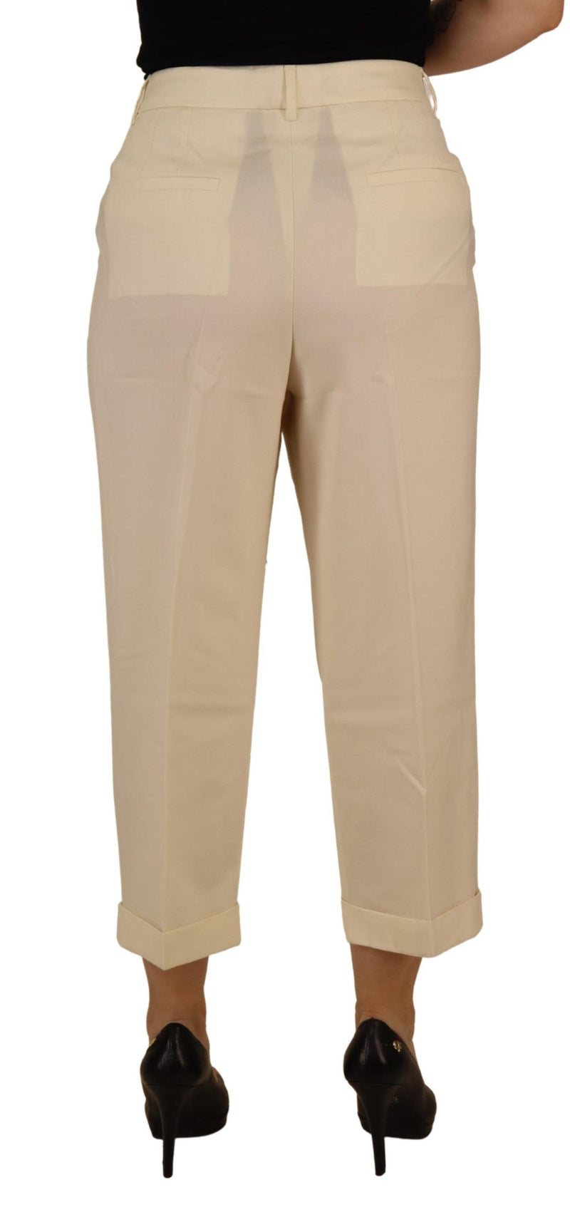 Dolce & Gabbana Pantalons Croisés Taille Haute Ivoire