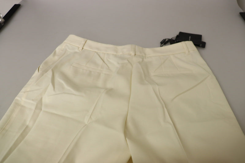 Dolce & Gabbana Pantalons Croisés Taille Haute Ivoire