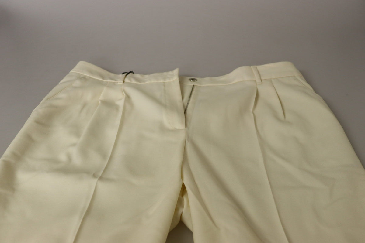 Dolce & Gabbana Pantalons Croisés Taille Haute Ivoire