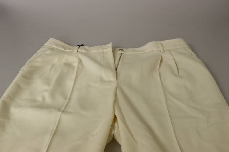 Dolce & Gabbana Pantalons Croisés Taille Haute Ivoire