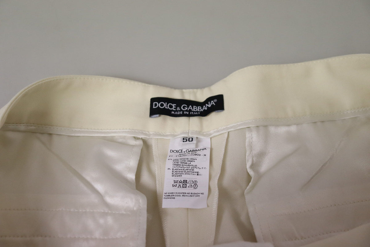 Dolce & Gabbana Pantalons Croisés Taille Haute Ivoire