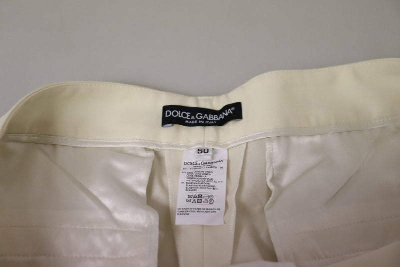 Dolce & Gabbana Pantalons Croisés Taille Haute Ivoire