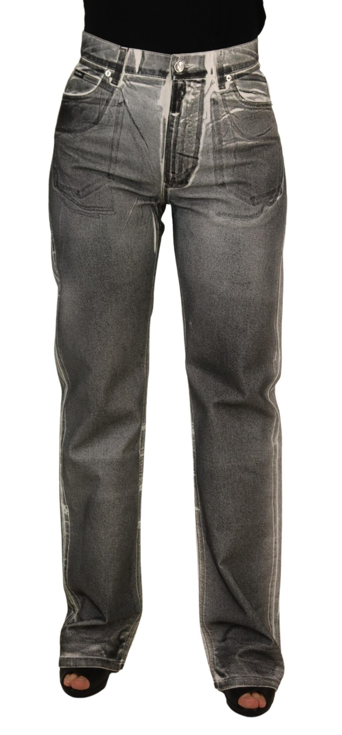 Dolce & Gabbana Pantalons en Jean Taille Haute Grise