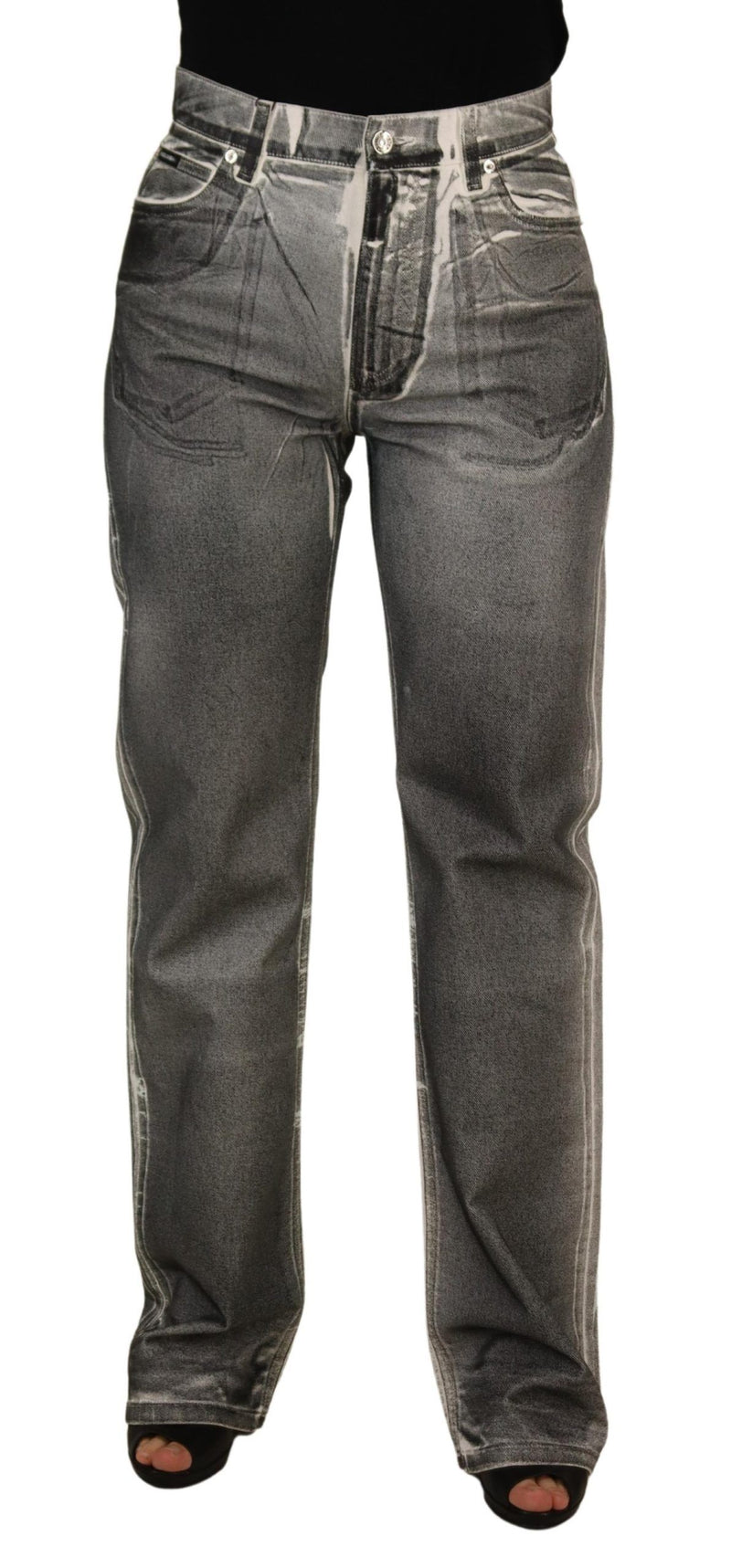 Dolce & Gabbana Pantalons en Jean Taille Haute Grise