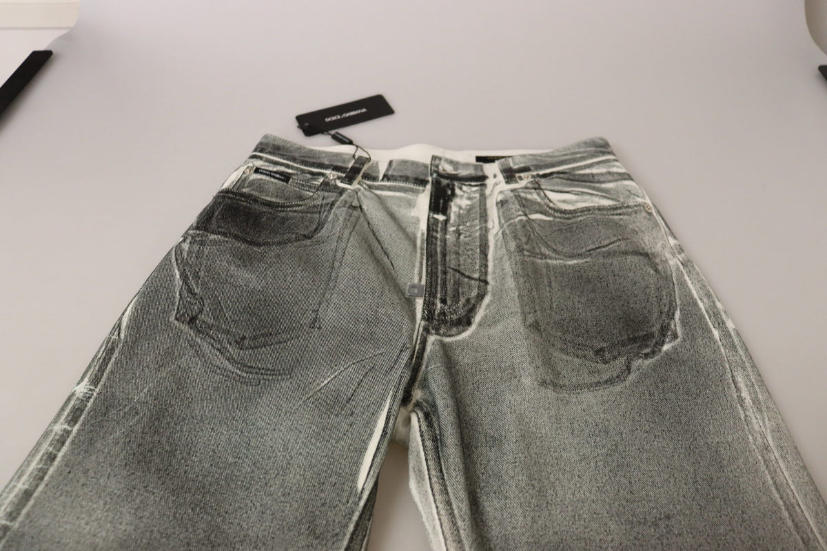 Dolce & Gabbana Pantalons en Jean Taille Haute Grise