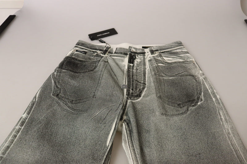 Dolce & Gabbana Pantalons en Jean Taille Haute Grise