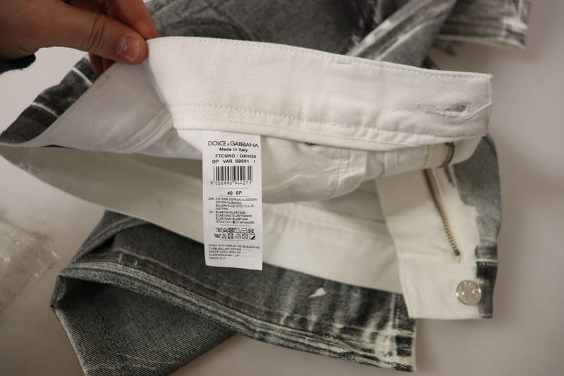 Dolce & Gabbana Pantalons en Jean Taille Haute Grise