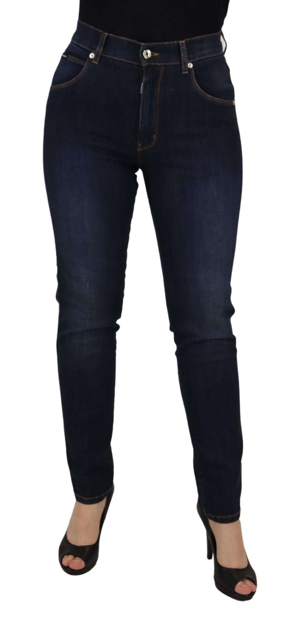 Dolce & Gabbana blauwe katoenen skinny jeans met hoge taille
