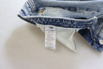 Dolce & Gabbana blauwe, strakke, lage broekband spijkerbroek van stretch katoen