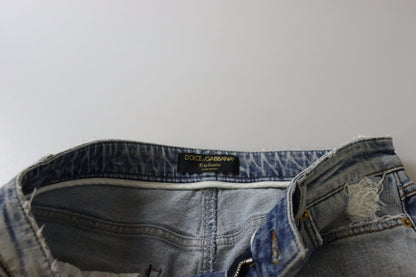 Dolce & Gabbana blauwe, strakke, lage broekband spijkerbroek van stretch katoen