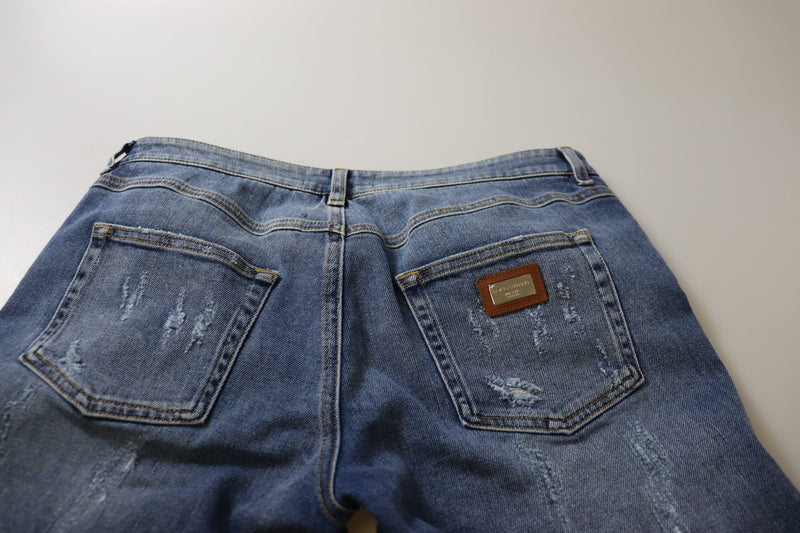 Dolce & Gabbana Jeans Skinny Femme En Denim Coton Lavé Bleu