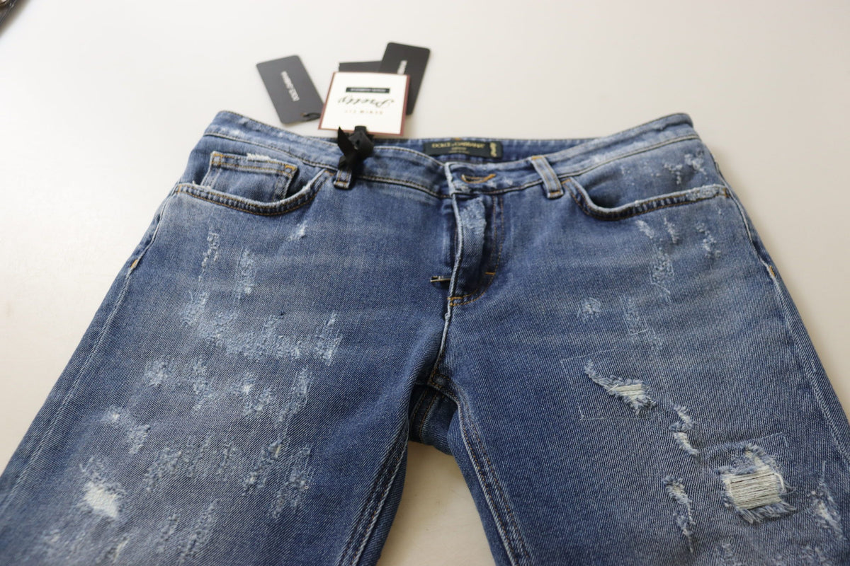 Dolce & Gabbana Jeans Skinny Femme En Denim Coton Lavé Bleu