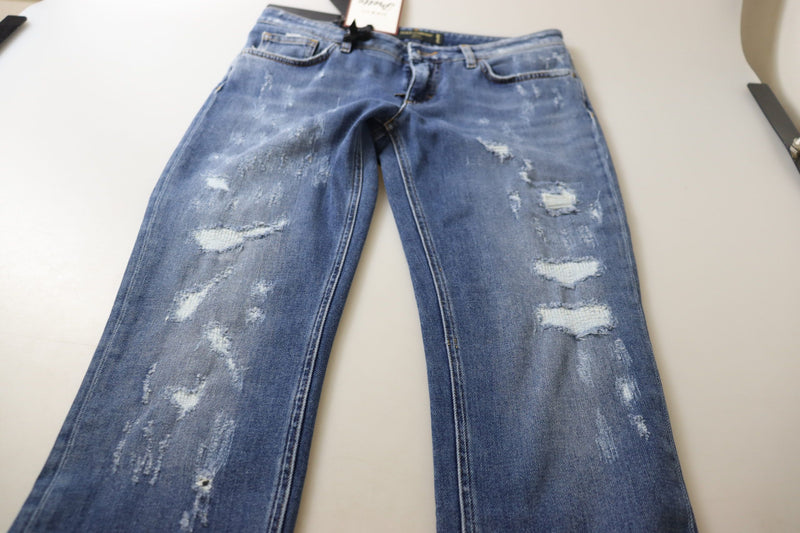 Dolce & Gabbana Jeans Skinny Femme En Denim Coton Lavé Bleu