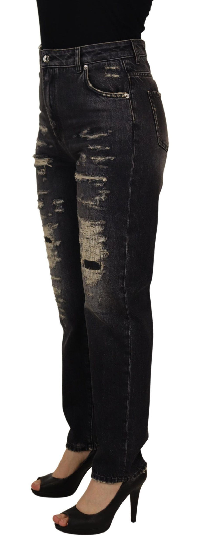Dolce & Gabbana Jeans en Denim Noir Tissé Hauts de Taille