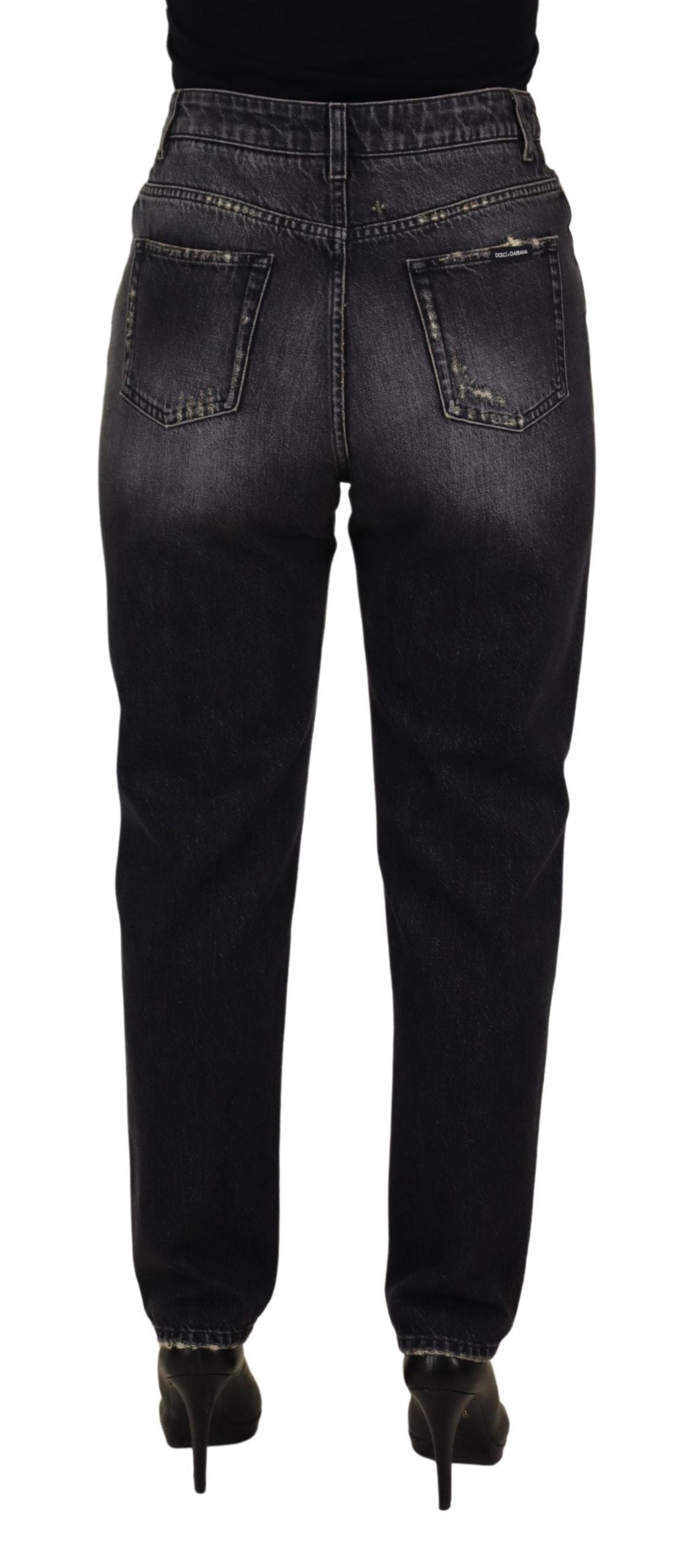 Dolce & Gabbana Jeans en Denim Noir Tissé Hauts de Taille