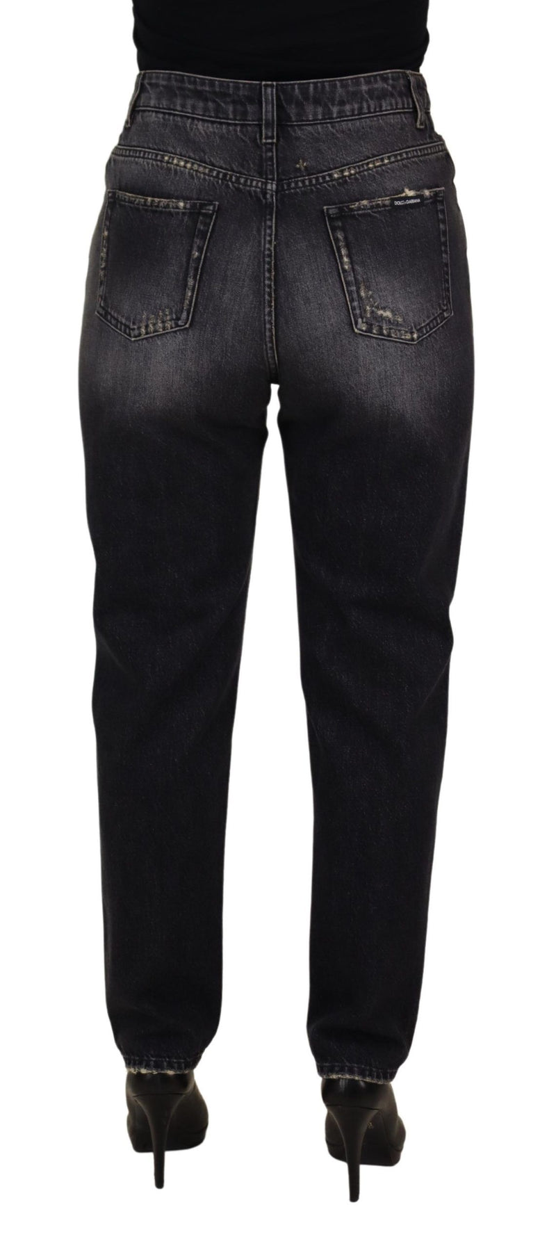 Dolce & Gabbana Jeans en Denim Noir Tissé Hauts de Taille