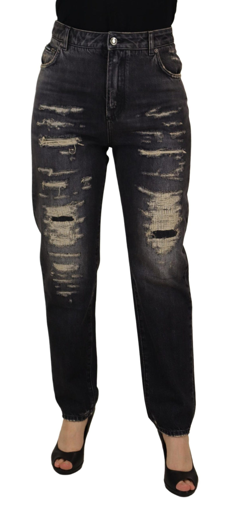 Dolce & Gabbana Jeans en Denim Noir Tissé Hauts de Taille