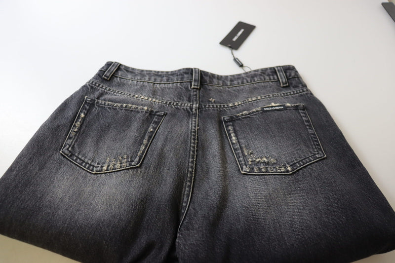 Dolce & Gabbana Jeans en Denim Noir Tissé Hauts de Taille